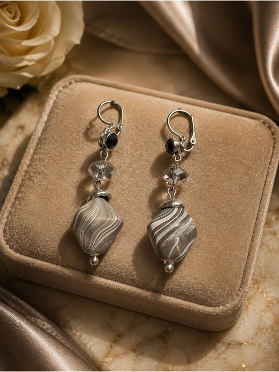Jewelry - Neutral Swirl Drop Earrings - Silver Tone